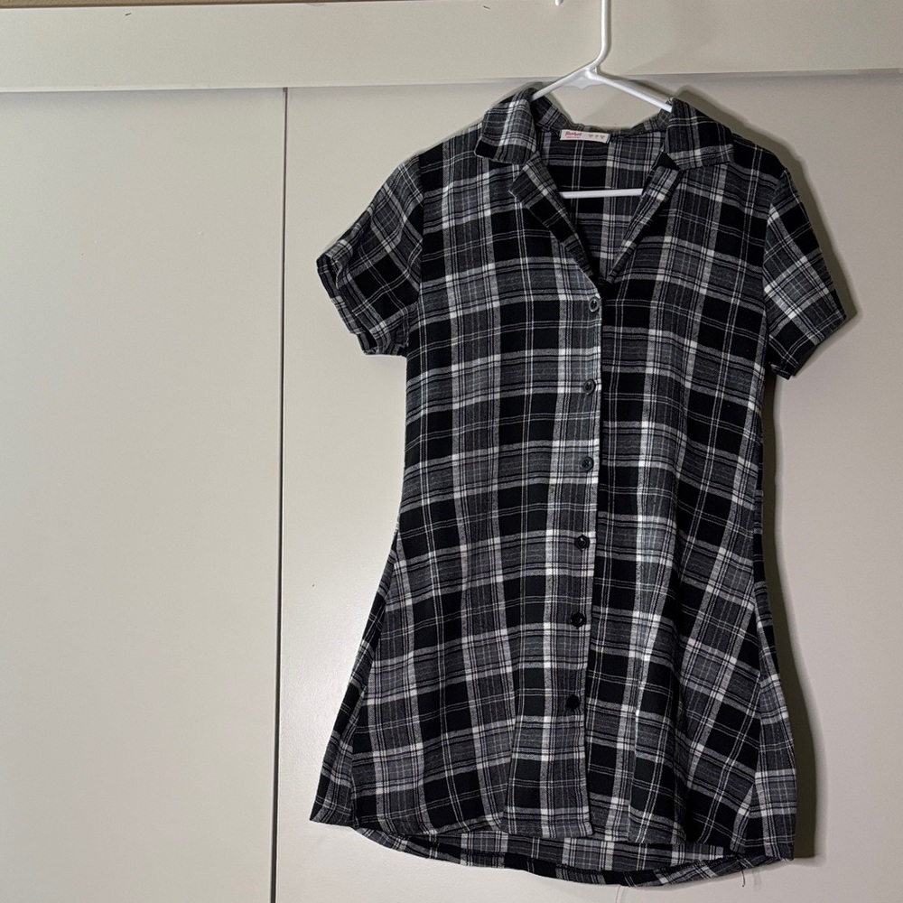 Plaid Black and White Shirt Dress